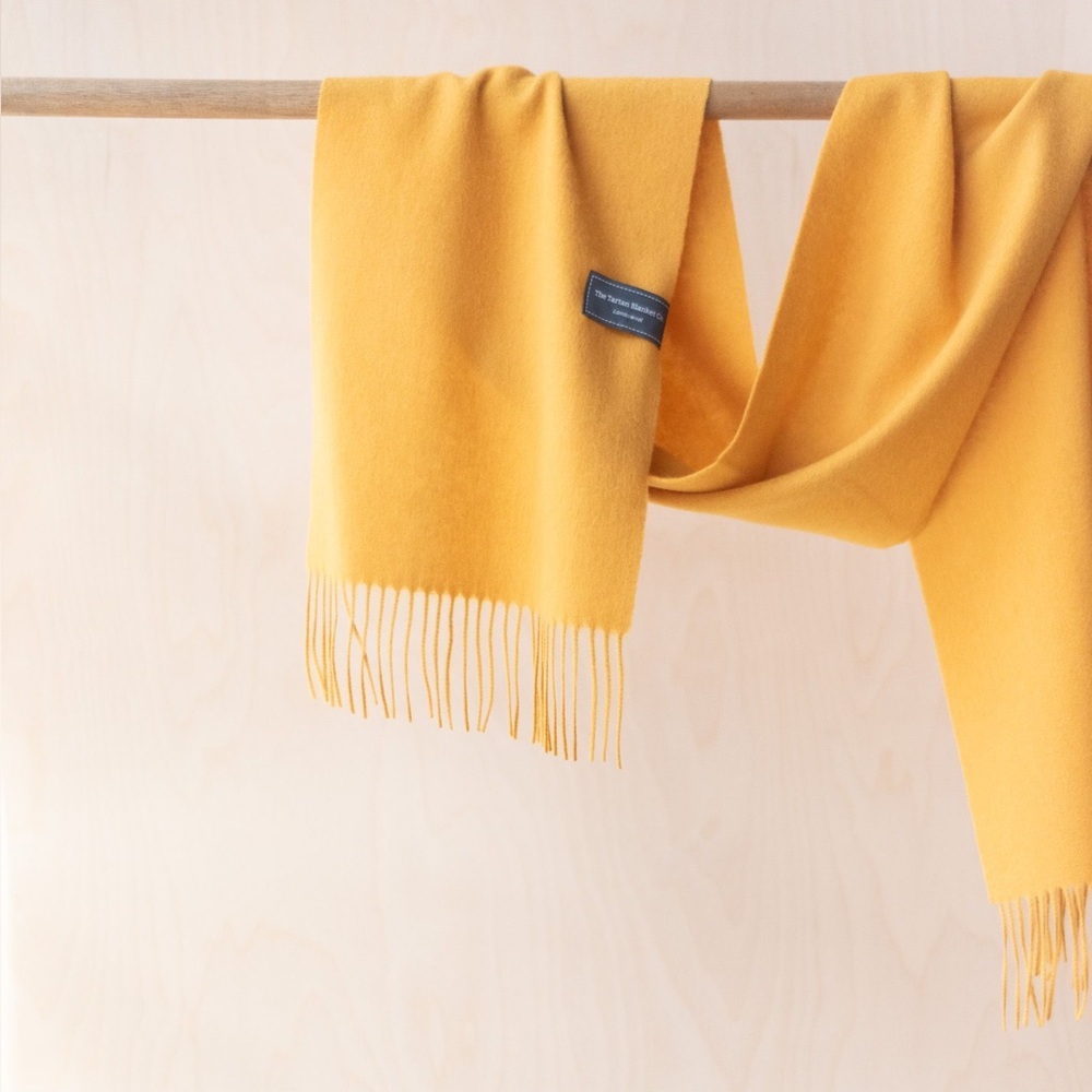 The Tartan Blanket Co. Lambswool Blanket Scarf in Mustard